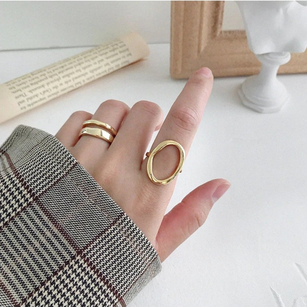 NEW Gold/Sterling Silver Circle Adjustable Ring - Picture 4 of 7